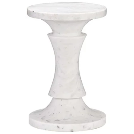 Honed White Marble Drink Table with Round Top